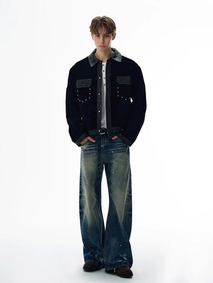 Obsidian contrast croco trim jacket