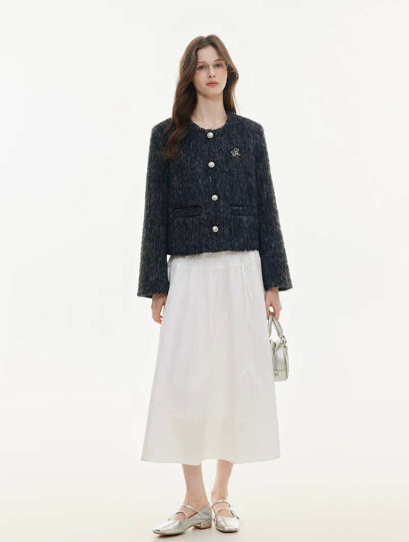 Elegant textured tweed classic jacket