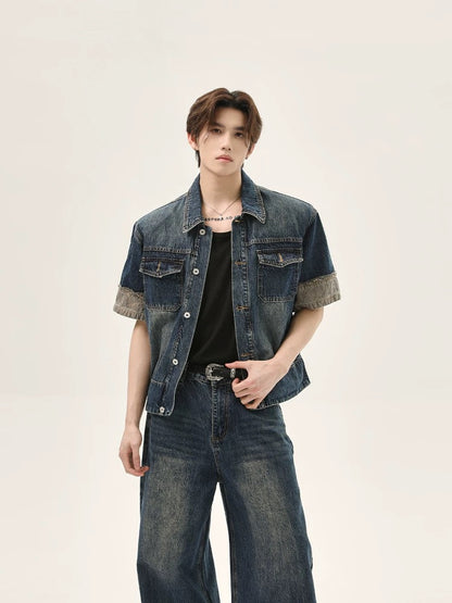 Old fashion denim setup short sleeve jacket