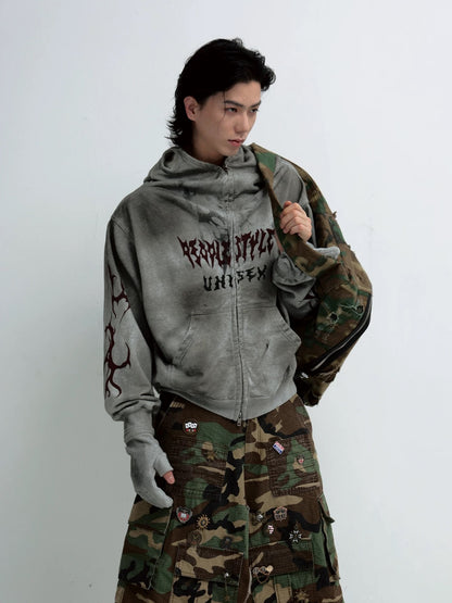 Dirty mask removable gloves hoodie