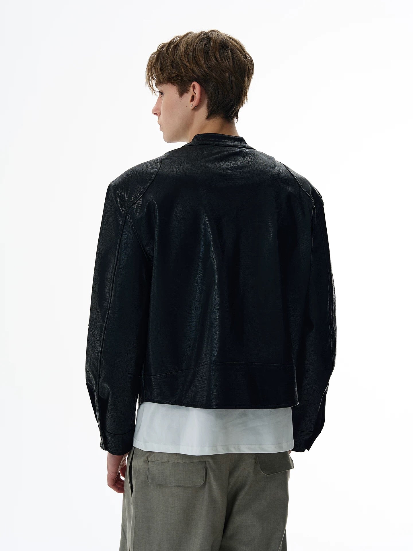 Celestial linearity modern crafted leather jacket