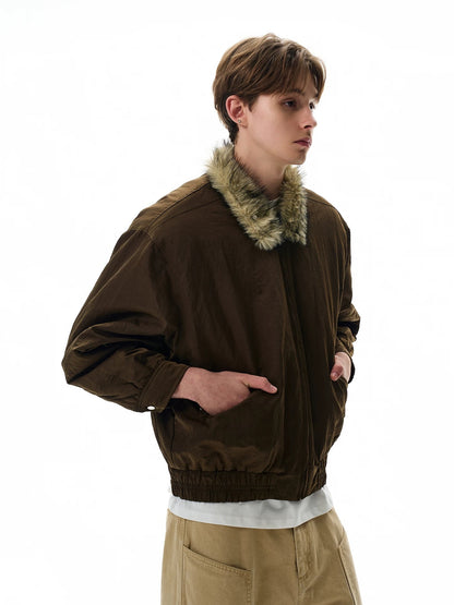 Nocturnal luxe fur bomber jacket