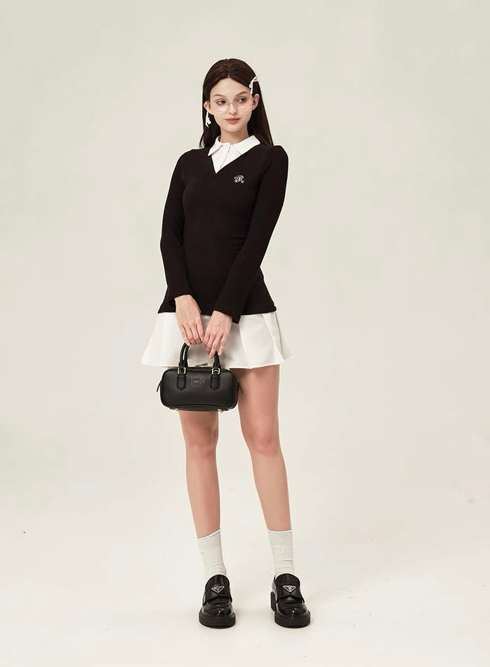 Feminine precision classic girlish knit dress