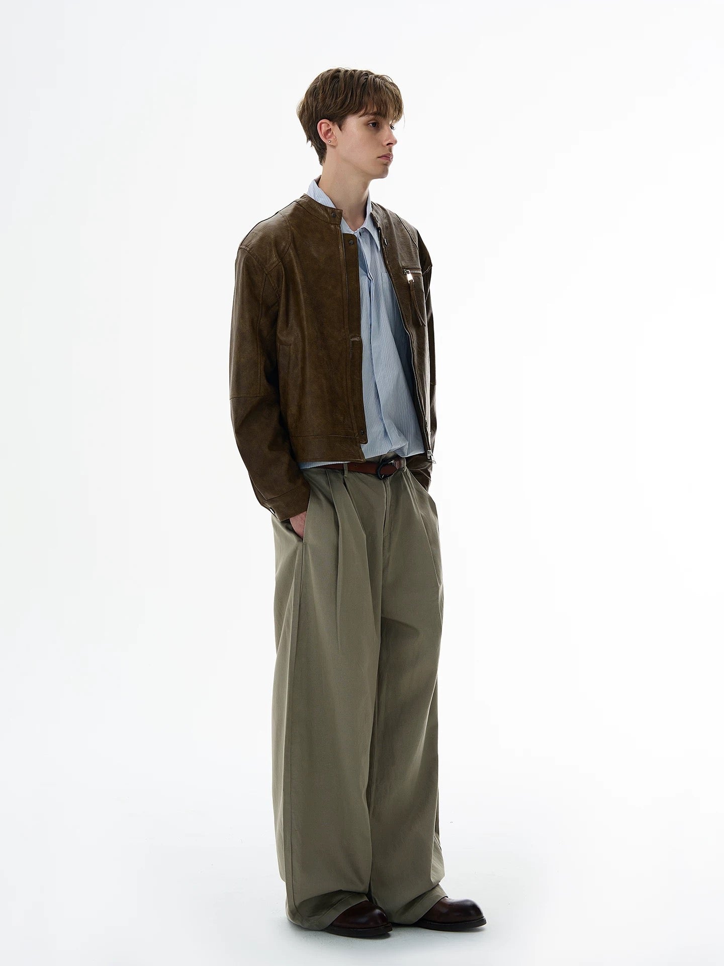 Celestial linearity modern crafted leather jacket