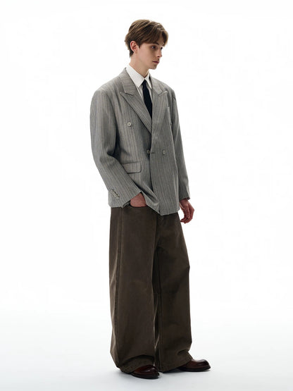 Grey pinstripe double breasted blazer