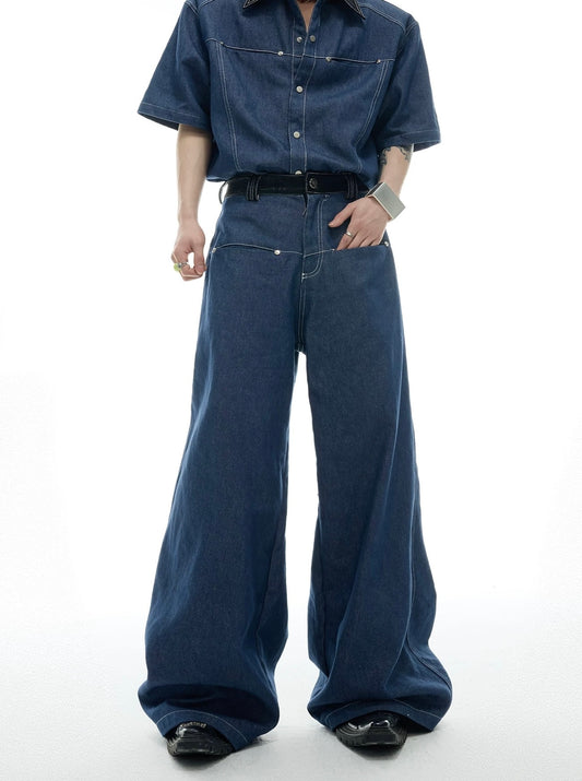 Snake pattern seamless denim setup pants