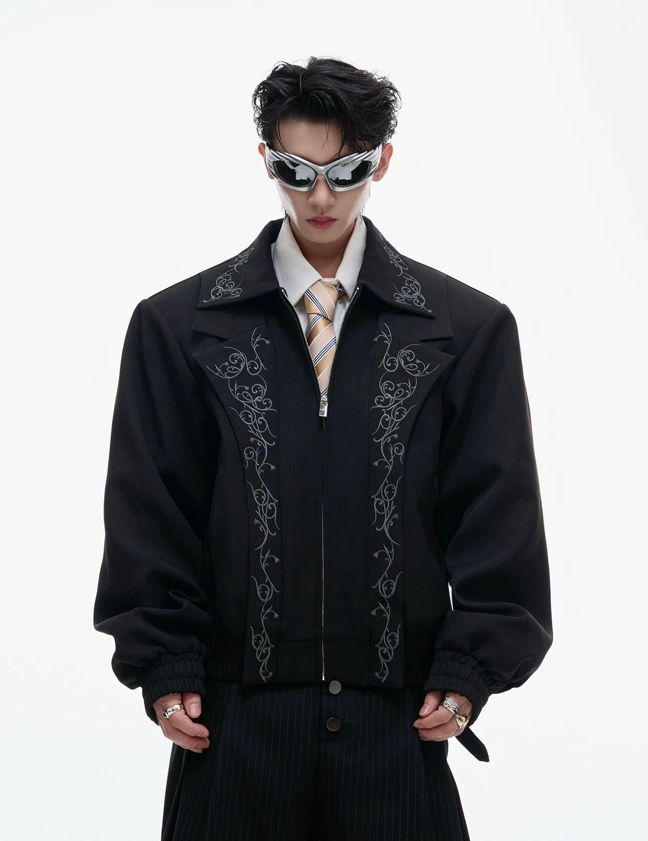 Phantom elegance embroidered black jacket