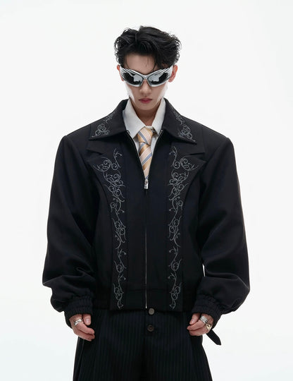 Phantom elegance embroidered black jacket