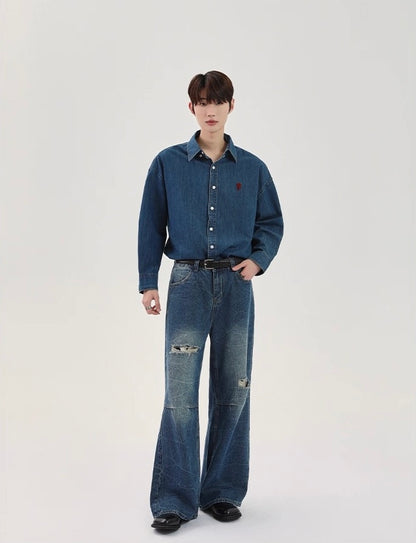Grace worn out straight leg denim pants