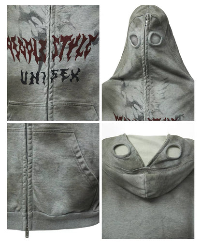 Dirty mask removable gloves hoodie