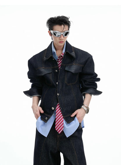 Vintage crocodile skin sewn setup denim jacket