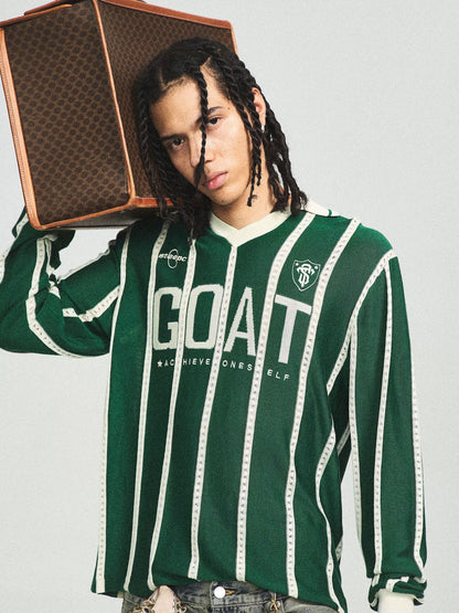 Vintage green blockcore striped affinity ball sweater