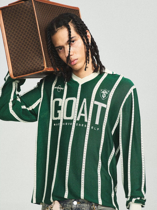 Vintage green blockcore striped affinity ball sweater