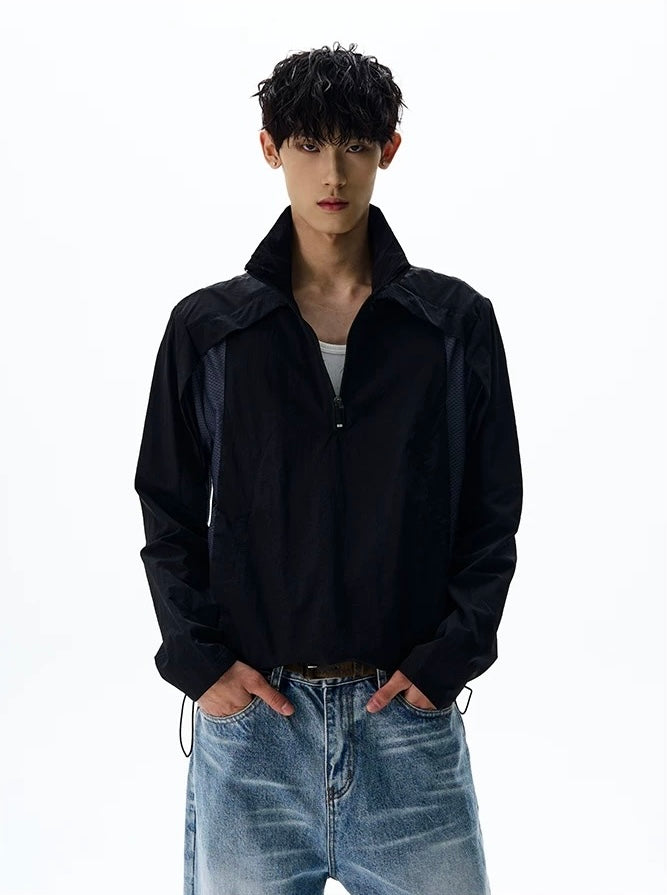 Technical shell layered geometric lines jacket