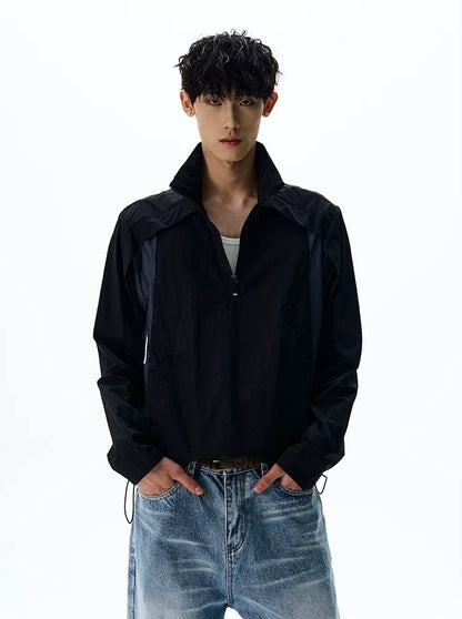 Technical shell layered geometric lines jacket