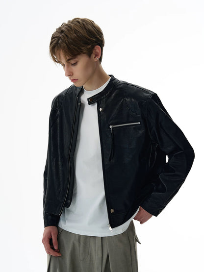 Celestial linearity modern crafted leather jacket