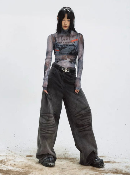 Spicy girl transparent inner thin mesh shirt