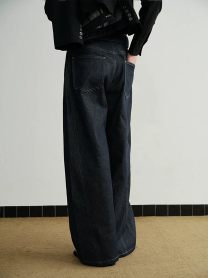 Silent shadows geometry refined denim pants