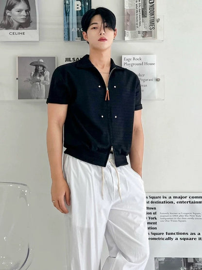 Essential summer shirt with luxe inspired zipper closure