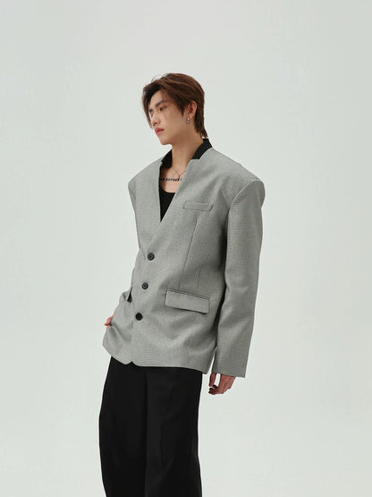 Single breasted design v-neck jacket