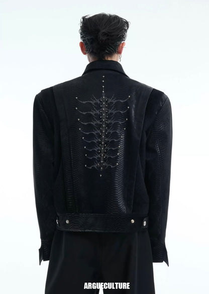 Snake eyes spine pu leather jacket