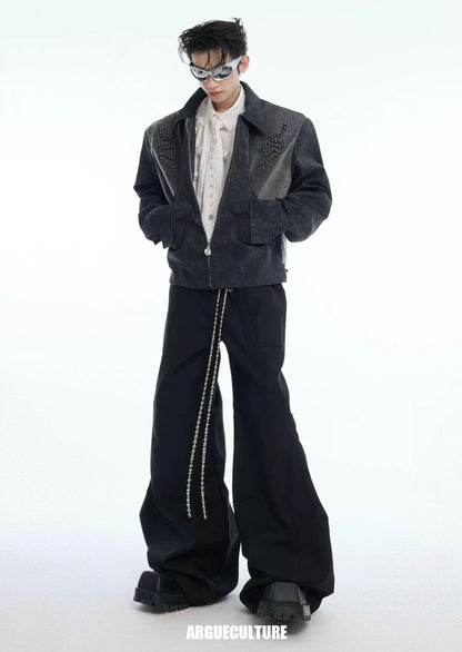 Snake eyes spine pu leather jacket