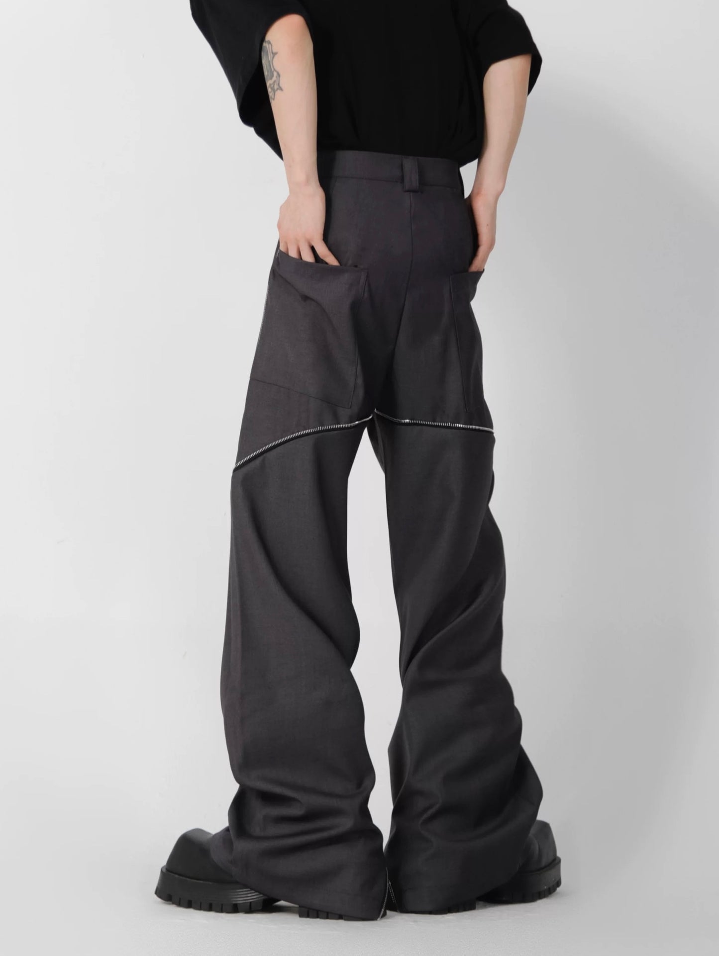 Zipper pull out straight pants