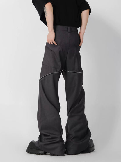Zipper pull out straight pants