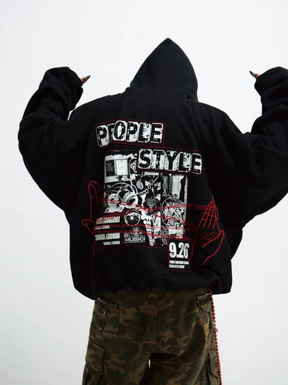 Personalized embroidered back designed hoodie