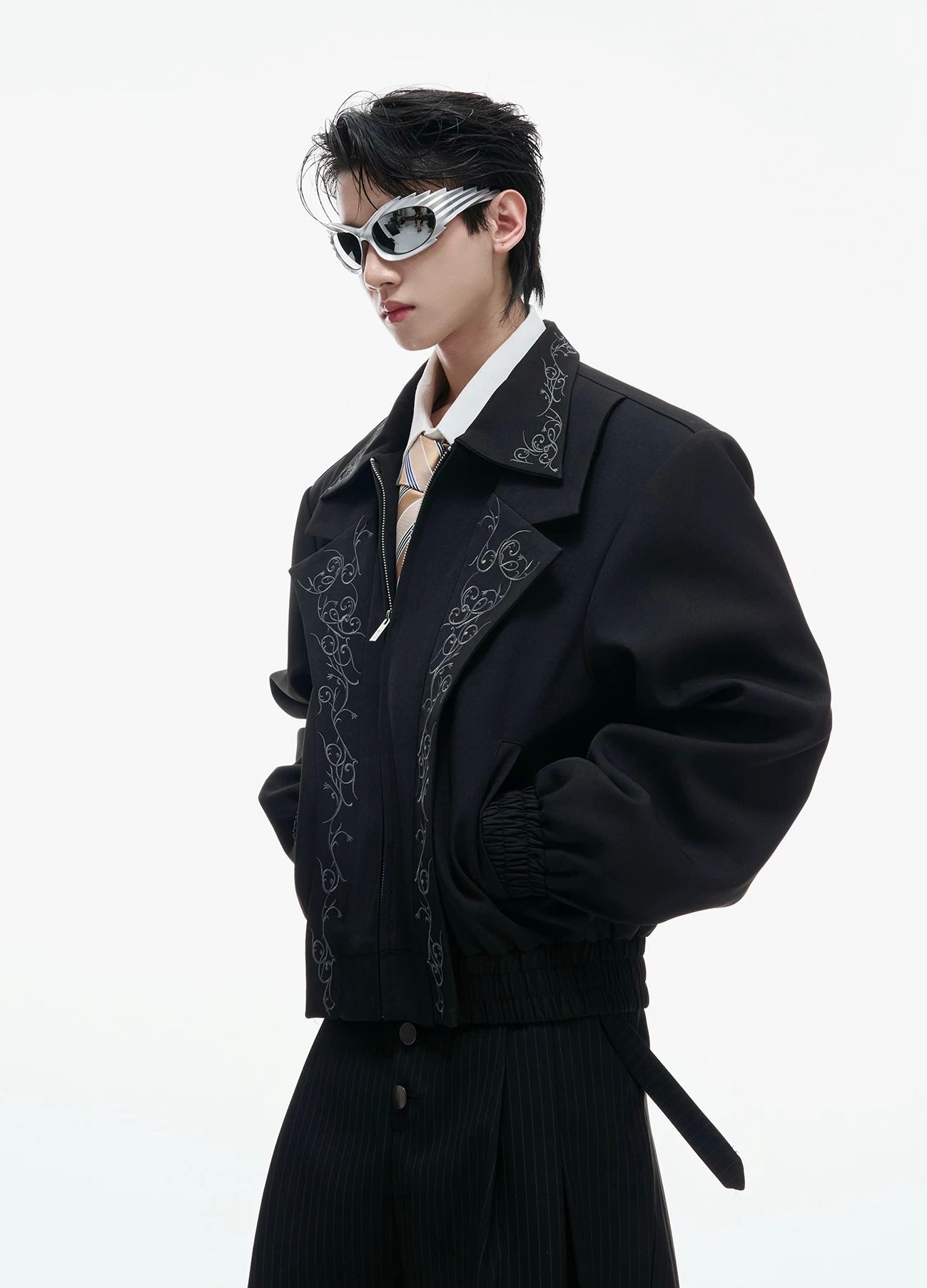 Phantom elegance embroidered black jacket