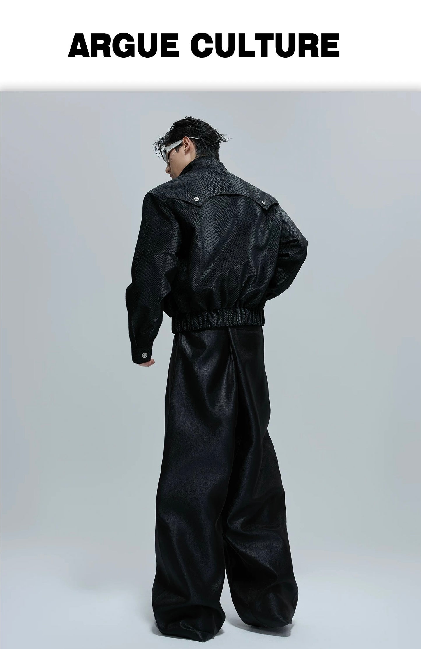 Decadent crystalline buckle rigid draping jacket