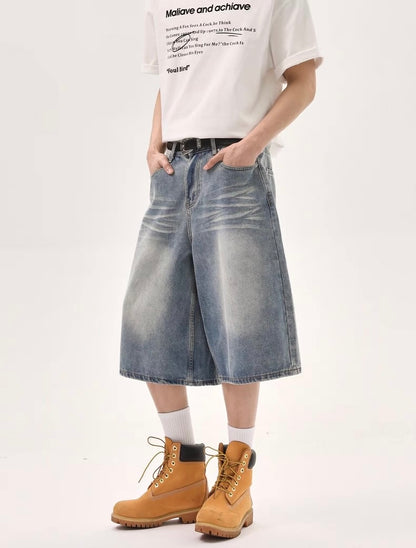 Vintage washed casual denim short pants