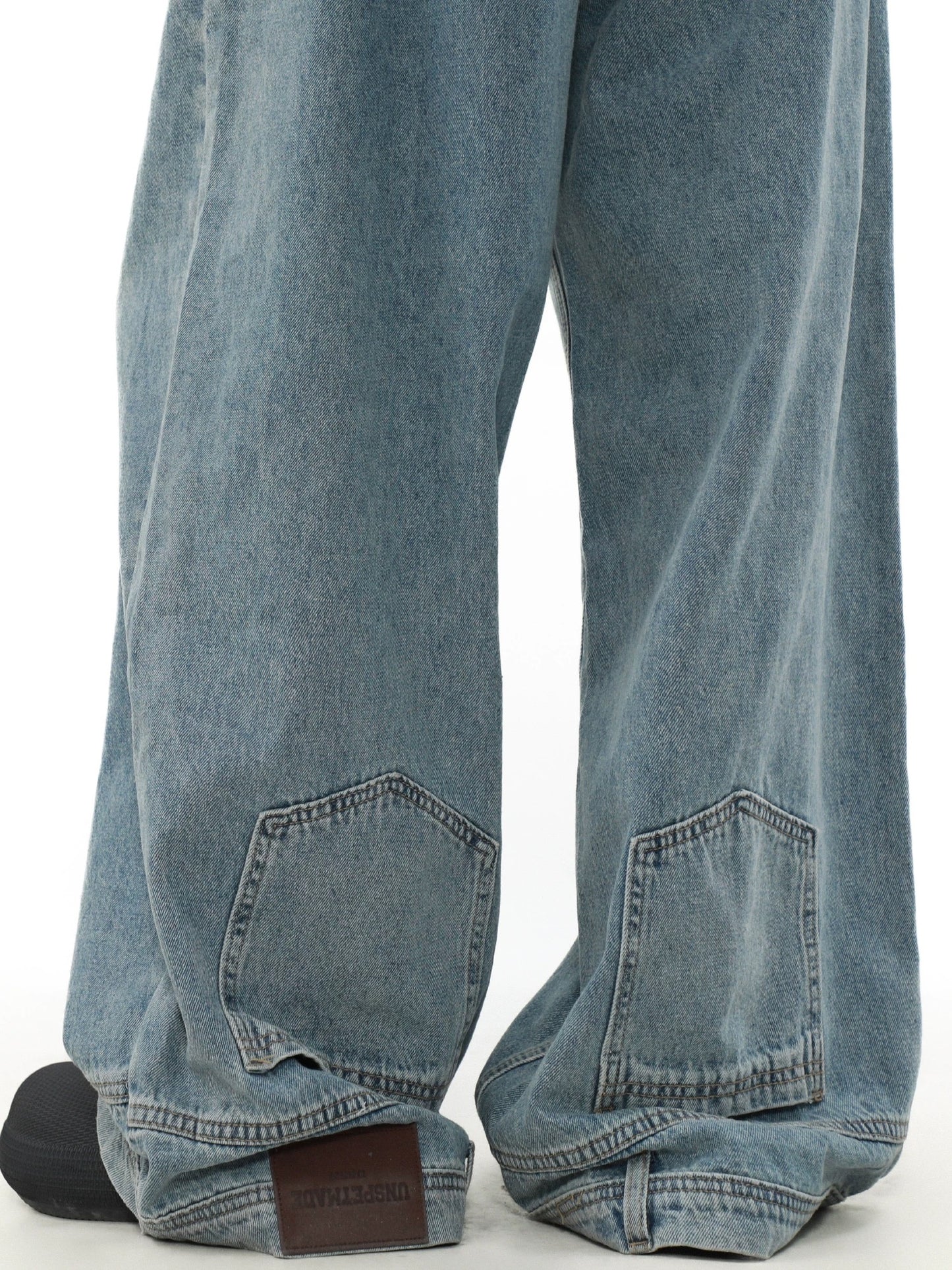 Inverted wide denim pants