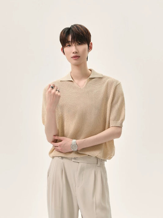 Radiance minimalist style knitted polo shirt