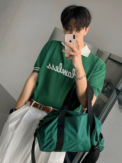 Flawless retro summer knit polo shirt