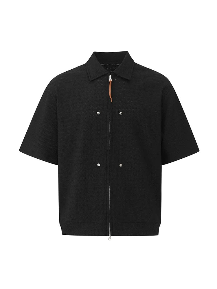 Essential summer shirt with luxe inspired zipper closure