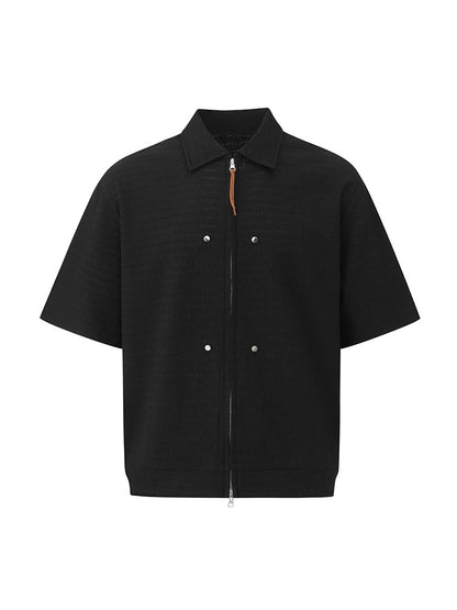 Essential summer shirt with luxe inspired zipper closure