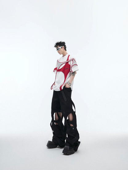 Double layer futuristic coated t-shirt