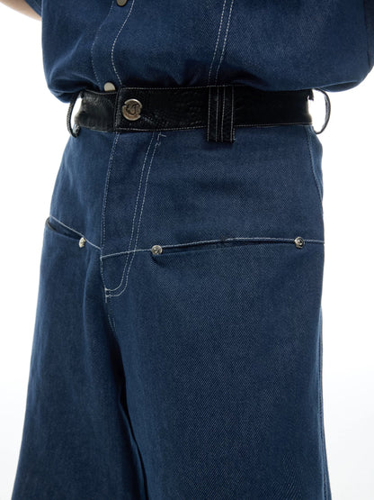 Snake pattern seamless denim setup pants