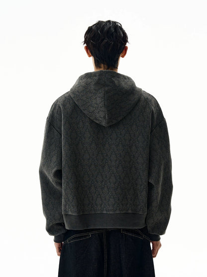 Charcoal patterned sculpted contour hoodie