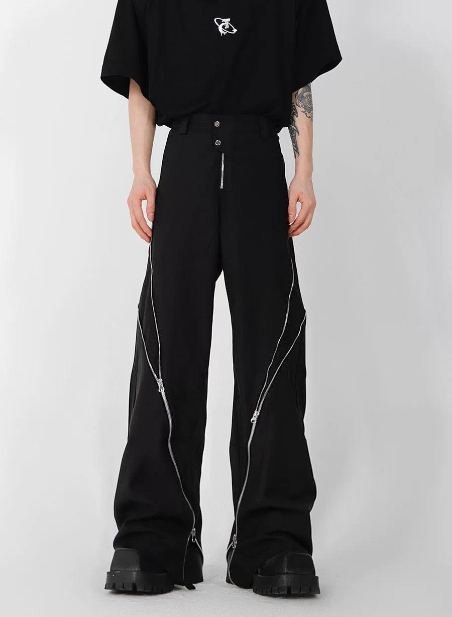 Zipper pull out straight pants