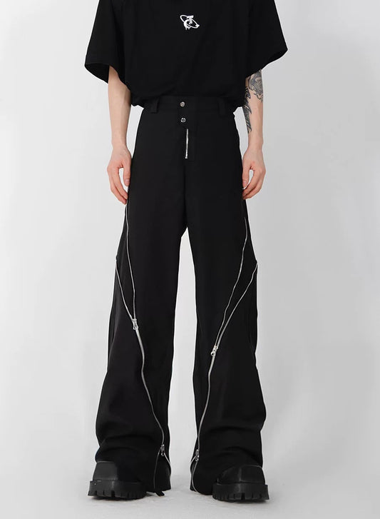 Zipper pull out straight pants