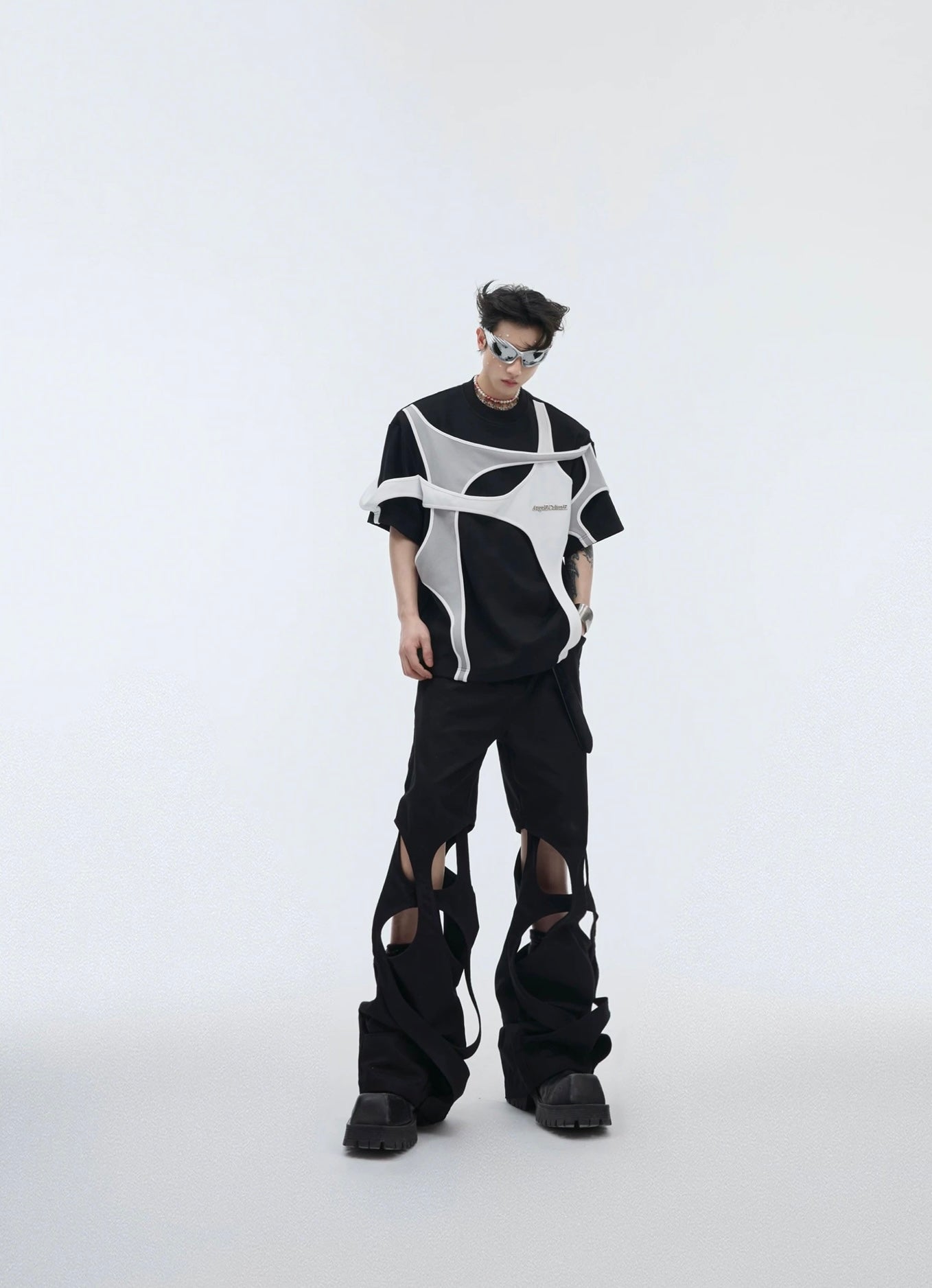 Double layer futuristic coated t-shirt