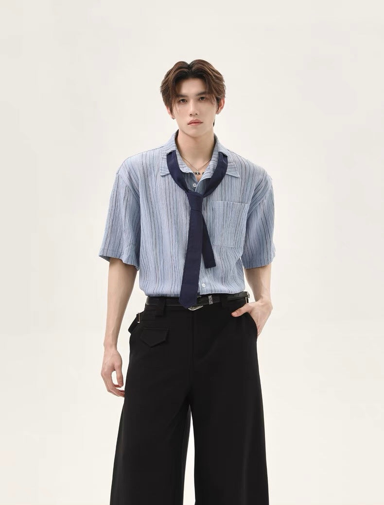 Color coded striped design tie shirt