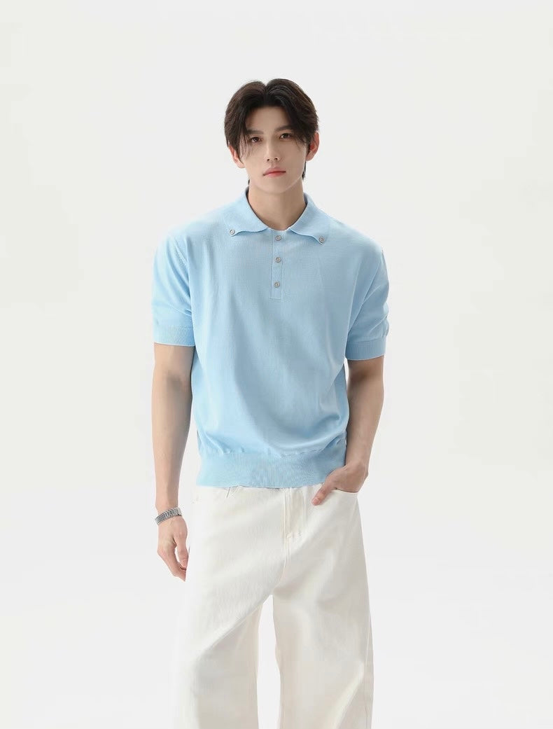 Buttons designed casual polo shirt
