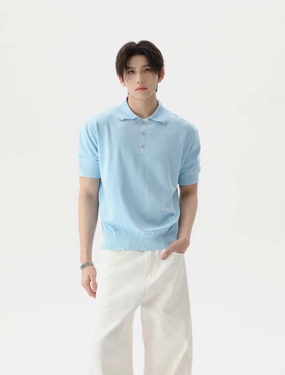 Buttons designed casual polo shirt