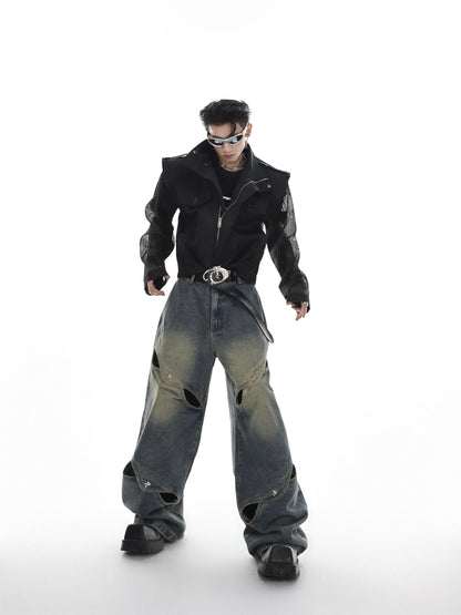 Blade cut design denim pants