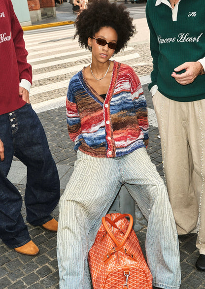 Cosmic flow vibrant knit cardigan