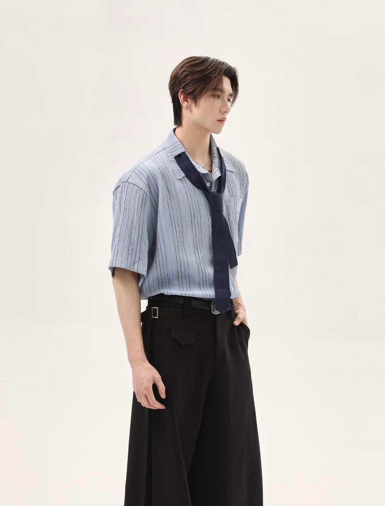 Color coded striped design tie shirt