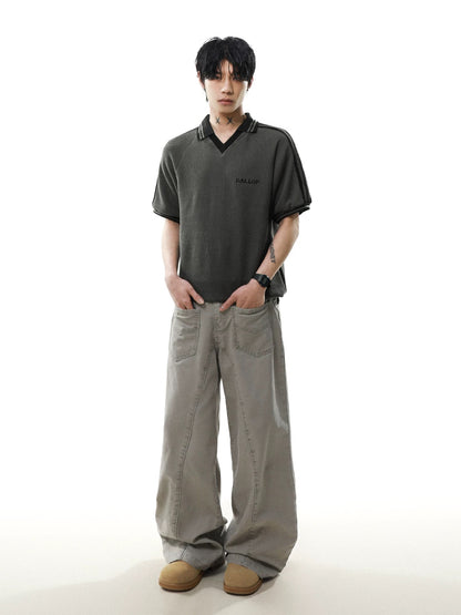 Relaxed college style collar polo shirt